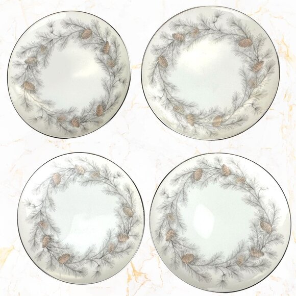 Sango Sierra Pines Vintage Bread/Dessert Plates Set 4 6" Fine Porcelain EUC - Picture 1 of 7